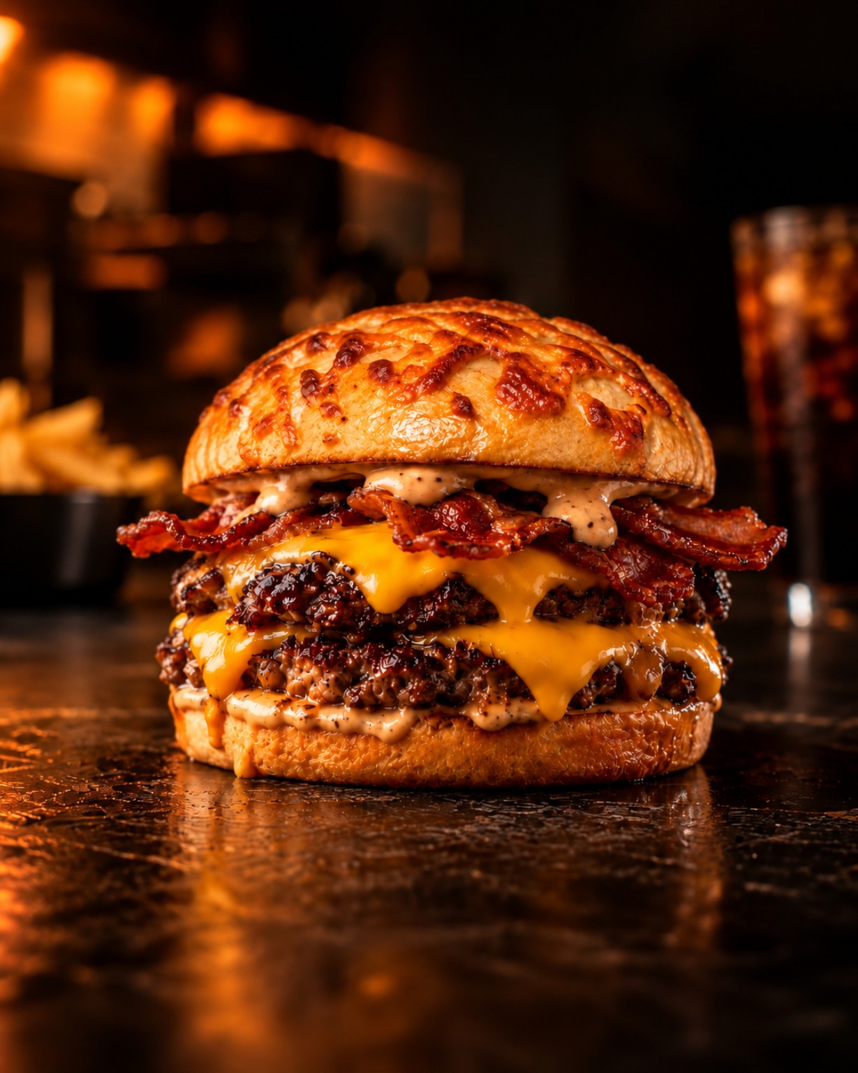 Smash burger de Burguer House sobre una mesada